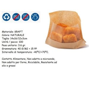 SACCHETTO ANTIGRASSO FINESTRA TRASP.x 100 Pz.173.55 (14x16/12xH3) [DAMPE205]