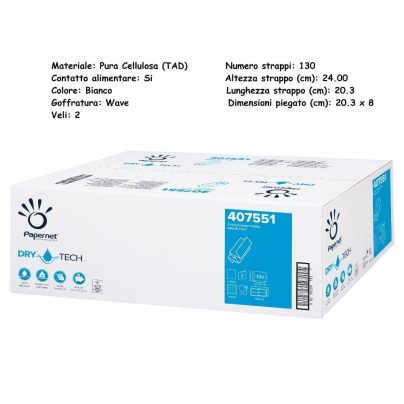 ASCIUGAMANI PIEGATO A "Z" 2VELI (cm 20,3x8) Pz.130 x 20 ART.407551 [PAPERNET107]