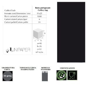 NON DISP.BUSTA NERA PORTAPOSATE+TOVAGLIOLO x 1000 Pz. [LUNIPAPER108]