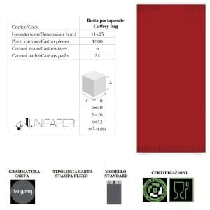 NON DISP. BUSTA ROSSA PORTAPOSATE+TOVAGLIOLO x 1000 Pz. [LUNIPAPER107]