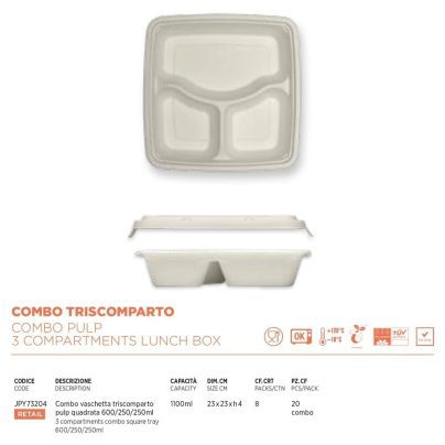 CONTENITORE 3 SCOMPARTI+COPERCHIO x 20 Pz.ART.JPY73204 [DAMPE136]