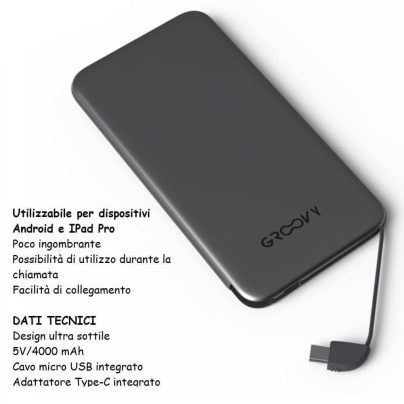 POWER BANK MICROUSB & TYPE-C x 5 Pz. NEW [GROOVY220]