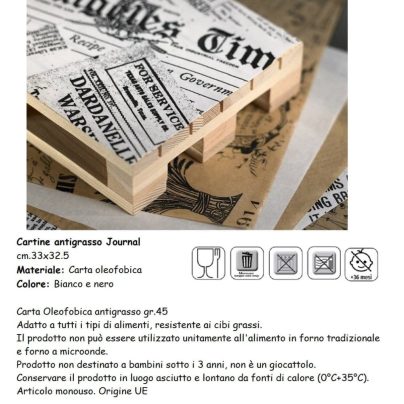 CARTINE ANTIGRASSO JOURNAL (33x32,5cm)x500 Pz. ART.H6233 [LEONE290]