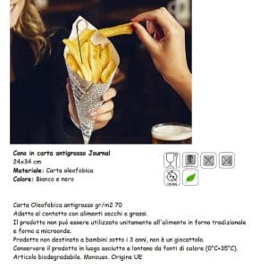 CONO CARTA ANTIGRASSO JOURNAL (24x34cm)x250 Pz. ART.H6602 [LEONE285]