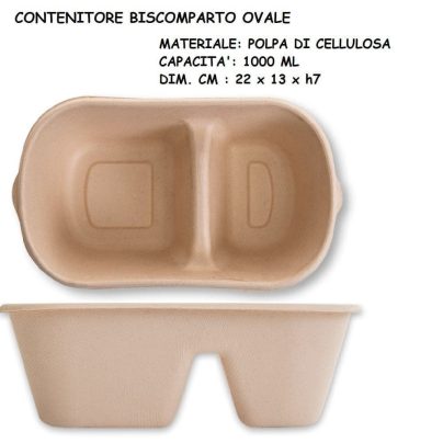 CONTENITORE BISCOMPARTO POLPA CEL. 1000 ml 22x13xH7 x 50 Pz.ART.JP74304 [DAMPE130]