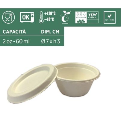 PORTASALSA + COPERCHIO x 50 Pz. 60 ml ART.JP13008 [DAMPE180]