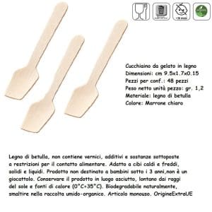 CUCCHIAINO LEGNO DA GELATO 9,5 cm x 48 Pz. ART.Q1016 [LEONE320]