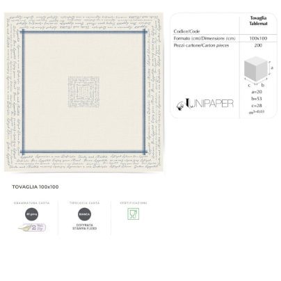 TOVAGLIA APPETIT BLUE (Mt.1x1) x 200 Pz. ART.TB109B [LUNIPAPER130]