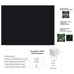 TOVAGLIETTA CARTA NERA PER PRANZI cm.30x40 x 500 Pz. [LUNIPAPER117]