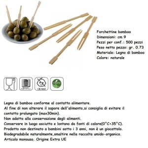 FORCHETTINE BAMBOO 9 cm x 500 Pz. ART.S0019 [LEONE305]