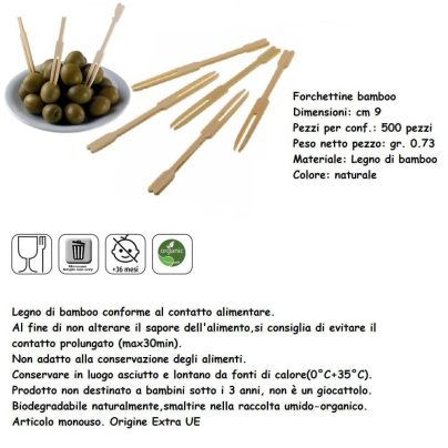 FORCHETTINE BAMBOO 9 cm x 500 Pz. ART.S0019 [LEONE305]