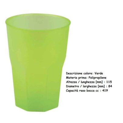 BICCHIERE COCKTAIL VERDE 420 cc x 20 Pz.ART.3876-76F [GOLD125]
