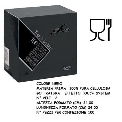 TOVAGLIOLI COCKTAIL 2V NERO cm25x25 100 x 30 Pz.ART.I-0341 [CELTEX515]