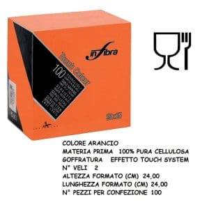 TOVAGLIOLI COCKTAIL 2V ARANCIO cm25x25 100 x 30 Pz.ART.I-0383 [CELTEX520]