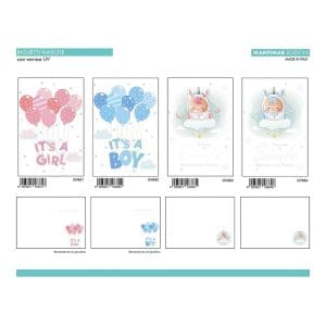 BIGLIETTI NASCITA C/VERNICE UV x 12 Pz. ART.AGVB21 [MARPIMAR258]