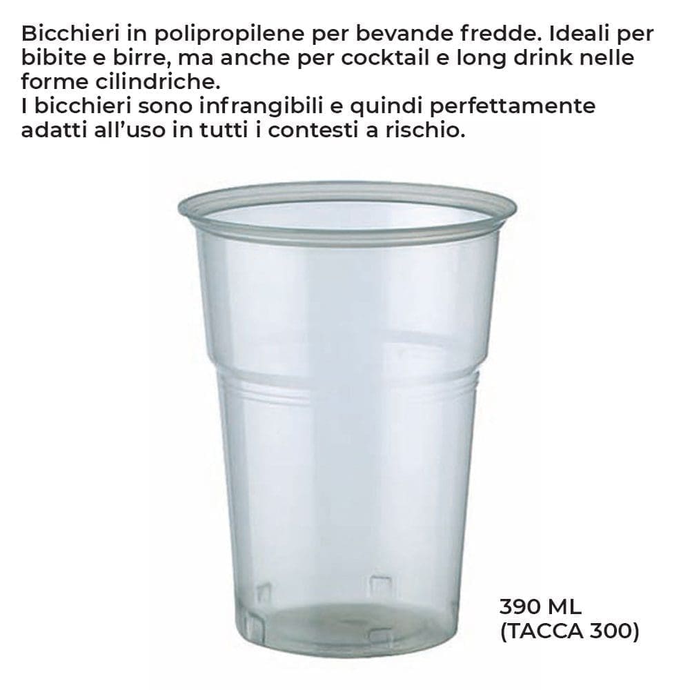 BICCHIERE PLASTICA TRASPARENTE 390 ML (TACCA 300ML) x 50 Pz.ART