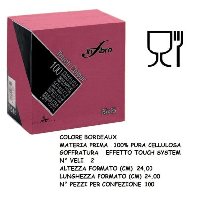 TOVAGLIOLI COCKTAIL 2V BORDEAUX cm25x25 100 x 30 Pz.ART.I-0385 [CELTEX525]