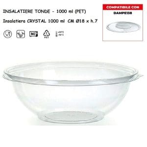 INSALATIERA TRASPARENTE 1000 Ml x 60 Pz.ART.BOW12032N [DAMPE139]