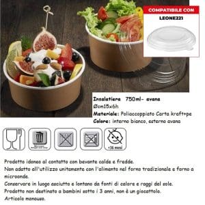 INSALATIERA cm15x6h 750ml x 24 Pz. H0758 [LEONE222]
