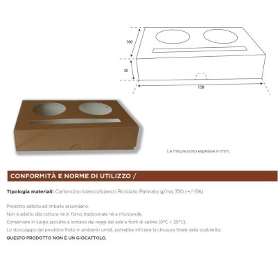 CESTINO PORTABICCHIERI CAFFE' 2 FORI x 20 Pz.ART.191-51 [SDG115]