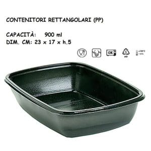 CONTENITORE NERO RETT. 900 mL x 75 Pz. 23x17xh.5 ART.HOT78130 [DAMPE100]