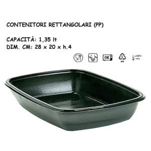 CONTENITORE NERO RETT. 1,35 L x 50 Pz. 28x20xh.4 ART.HOT71146 [DAMPE105]