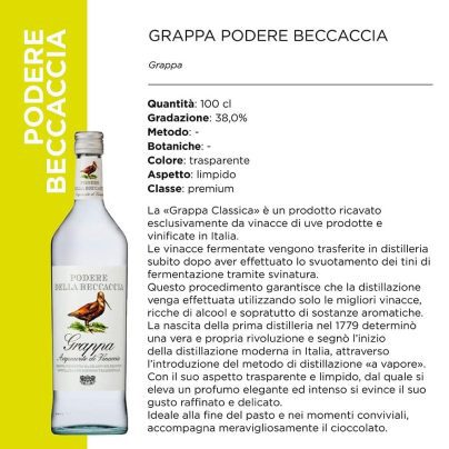 GRAPPA PODERE BECCACCIA 38% Lt.1 [CELEBRITY110]