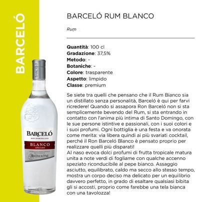 BARCELO RUM BLANCO 37,5% Lt.1 [COCACOLA845]