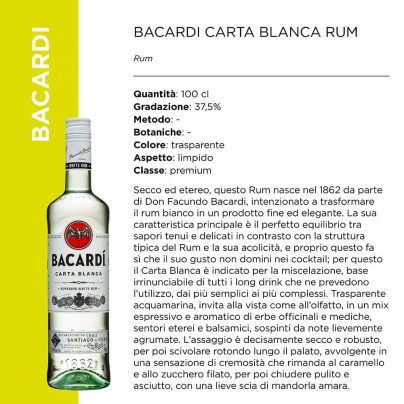 BACARDI CARTA BLANCA RUM 37,5? x CL.100 [MARTINI110]