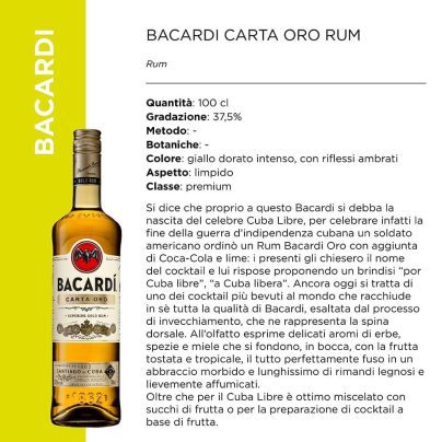 BACARDI CARTA ORO RUM 37,5? x Cl.100 [MARTINI115]