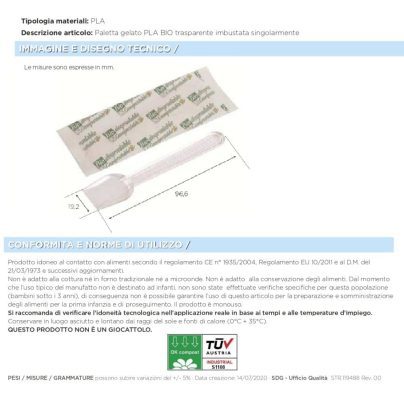 PALETTA GELATO PLA TRASP.BIO IMBUSTATA x 1.000 Pz. ART.119488 [SDG410]