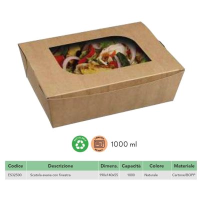 SCATOLA AVANA+FINESTRA x 50 Pz.(ML.1000 cm19x14x5,5) ART.ES32500 [SOLIA100]