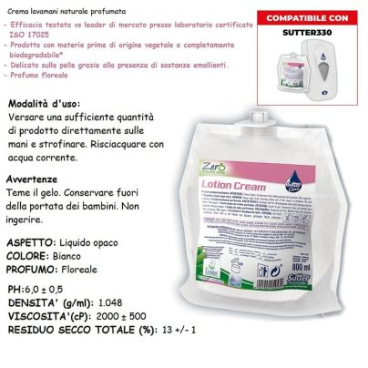 SAPONE LIQUIDO LOTION CREAM 800 MLx 1 Pz.(PER DISPENSER) ART.5457 [SUTTER210]
