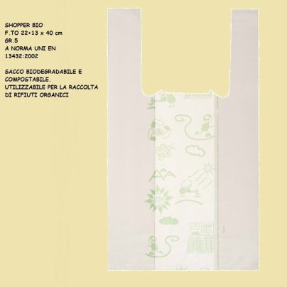 SHOPPER BIO BIANCHE Gr.5 22x40cm x 500 Pz. [BIOEXTRUSION100]