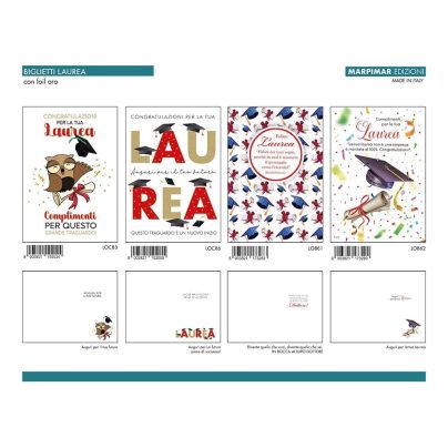 BIGLIETTI LAUREA FOIL ORO x 12 Pz. ART.ALOD33/12 [MARPIMAR200]