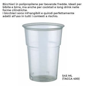 BICCHIERE PLASTICA TRASPARENTE 545 ML (TACCA 400ML) x 50 Pz.ART.6627580 [BIBO310]