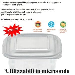 CONTENITORE+COPERCHIO POLIPROP. TRASP. ML 370 x 50 Pz. COD.PP370 [ICONT145]