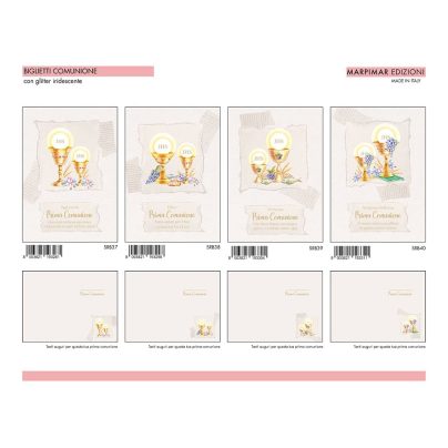 BIGLIETTI COMUNIONE GLITTER x 12 Pz. ART.ASRB10 [MARPIMAR226]