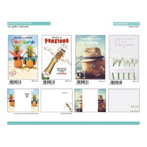 BIGLIETTI PENSIONE GLITTER x 12 Pz. ART.AGVC29 [MARPIMAR249]