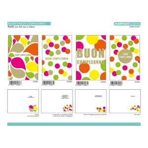 BIGLIETTI COMPLEANNO FLUO FOIL + RILIEVO x 12 Pz. ART.AGVD09 [MARPIMAR512]