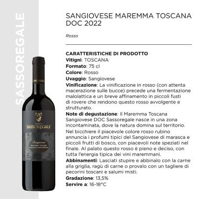 SANGIOVESE MAREMMA TOSCANA DOC 2022 CL.75 x 6 Pz. [SANTAMARGHERITA110]