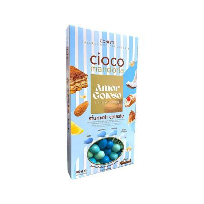 CONFETTI CIOCO MANDORLA SFUMATI CELESTE Gr.500 [MAXTRIS185]
