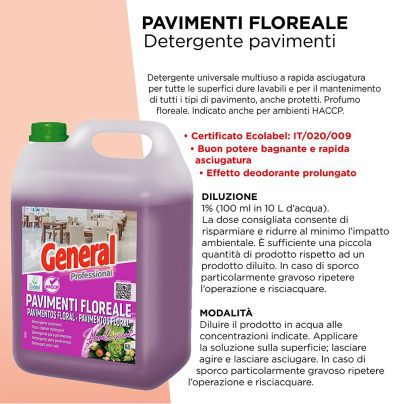 DETERGENTE FLOREALE PAVIMENTI 5 KG. ART.7101 GENERAL [SUTTER103]