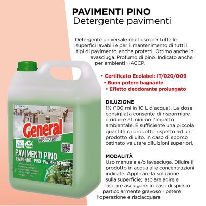 DETERGENTE PAVIMENTI PINO ECOLABEL 5 KG. ART.7103 GENERAL [SUTTER105]