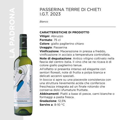 PASSERINA TERRE DI CHIETI I.G.T.2023 CL.75 x 6 PZ. [LAPADRONA105]