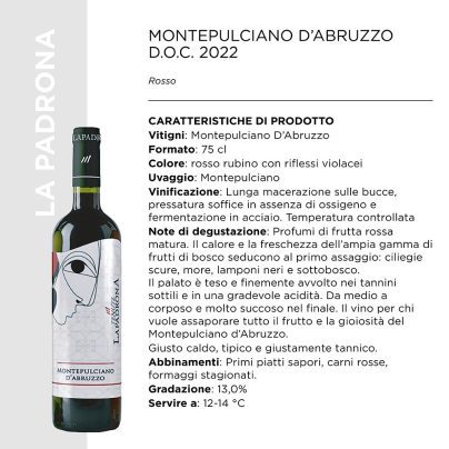 MONTEPULCIANO D'ABRUZZO D.O.C.2022 CL.75 x 6 PZ. [LAPADRONA110]