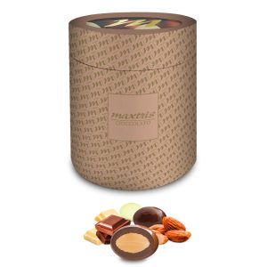 CILINDRO ORO MANDORLE RICOPERTO CIOCC. BIANCO-LATTE-FOND. Gr.320 V.17,00 [MAXTRIS120]