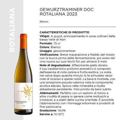 GEWURZTRAMINER DOC ROTALIANA 2024 Cl.75 x 6 Pz. [SARZIAMADE100]