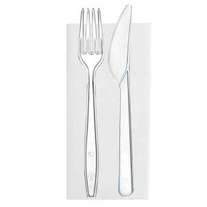 BIS POSATE RIUTILIZZABILI + TOVAGLIOLO 1V x 500 Pz. ART.02PS2 (CF PP) [USOBIO165]