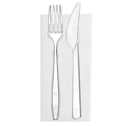 BIS POSATE RIUTILIZZABILI + TOVAGLIOLO 1V x 500 Pz. ART.02PS2 (CF PP) [USOBIO165]